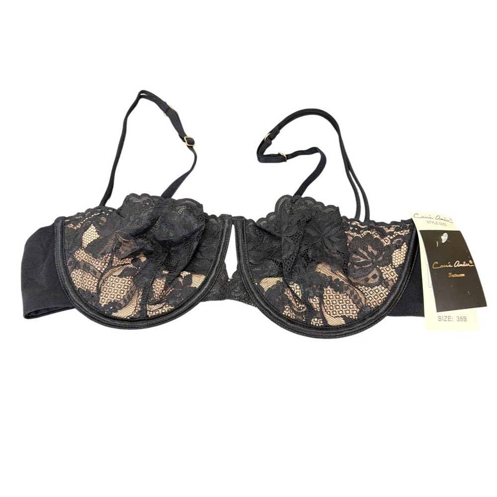 Carrie Amber Black Lace Under Wire Bra 38B Style 5053